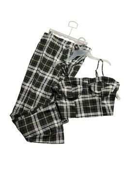 No Boundaries Green and White Plaid Two-Piece Set